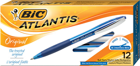 PEN BIC ATLANTIS RETRACTABLE MED BLUE BX12   G71615