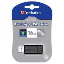 USB DRIVE VERBATIM STORE'N'GO PINSTRIPE 16GB BLACK   G72732