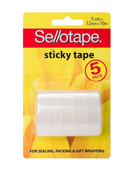 STICKY TAPE SELLOTAPE 12MMX10M PK5   G73896