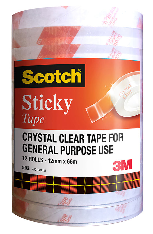 TAPE STICKY SCOTCH 502 12MMX66M BULK PK12   G73991