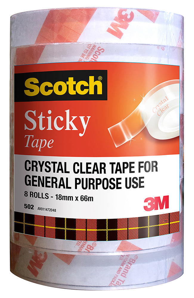 TAPE STICKY SCOTCH 502 18MMX66M BULK PK8   G73992