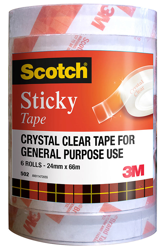 TAPE STICKY SCOTCH 502 24MMX66M BULK PK6   G73993