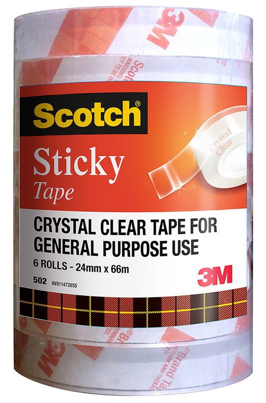 TAPE STICKY SCOTCH 502 24MMX66M BULK PK6   G73993