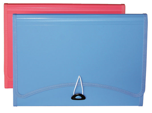 EXPANDING FILE STAT 13P + 1 EXPANDING SIDE POCKET PINK OR BLUE   G74334