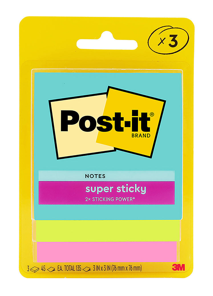 NOTES POST-IT 3321-SSMIA 76X76MM RECYCLABLE ASSORTED PK3   G74385