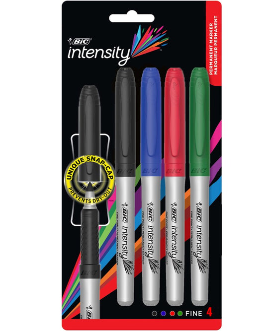 MARKER BIC INTENSITY PERMANENT 1.1MM FINE TIP OFFICE ASSORTEDPG PK4   G74965