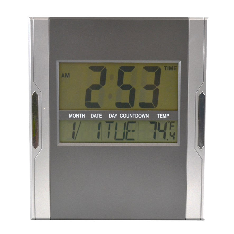 WALL CLOCK ITALPLAST 215MM DIGITAL DISPLAY SILVER/GREY   G75080