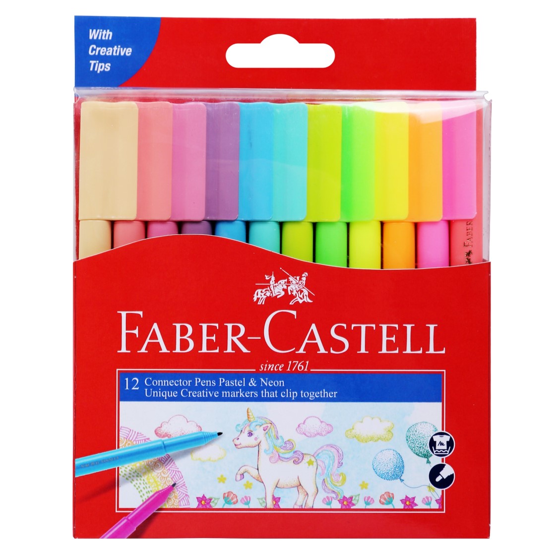 MARKER FABER-CASTELL CONNECTOR PEN PASTEL & NEON ASSTD PK12   G75111