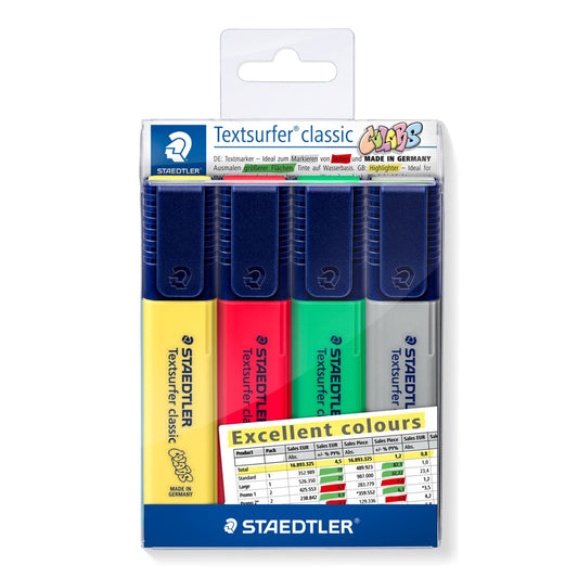 HIGHLIGHTERS STAEDTLER TEXTSURFER CLASSIC EXCELLENT COLOURS WLT4   G75188