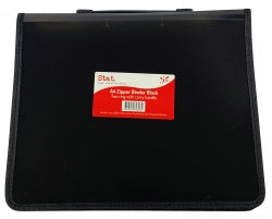 BINDER STAT A4 2R ZIPPER W/HANDLE BLACK   G75326