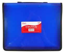 BINDER STAT A4 2R ZIPPER W/HANDLE BLUE   G75327