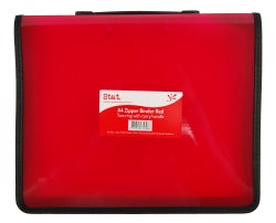 BINDER STAT A4 2R ZIPPER W/HANDLE RED   G75328