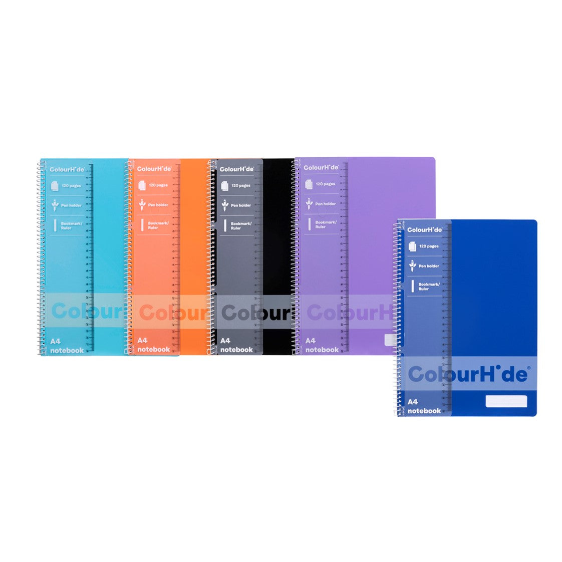 NOTEBOOK COLOURHIDE A4 ASST 120PG   G77182