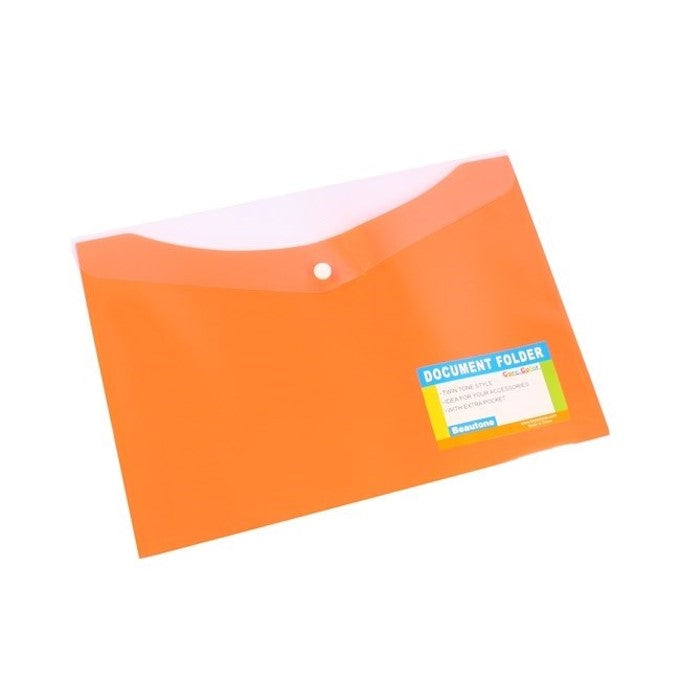 DOCUMENT WALLET BANTEX A4 PP W/BUTTON MANGO   G77187