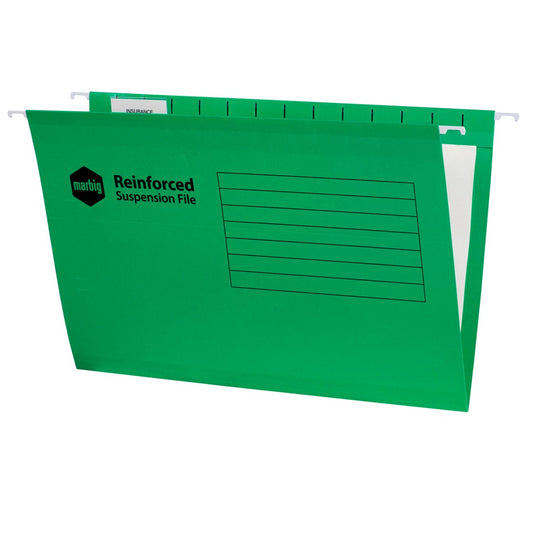 SUSPENSION FILES MARBIG FOOLSCAP COMPLETE GREEN BX25   G77662