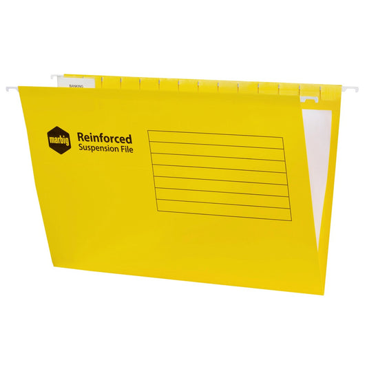 SUSPENSION FILES MARBIG FOOLSCAP COMPLETE YELLOW BX25   G77663