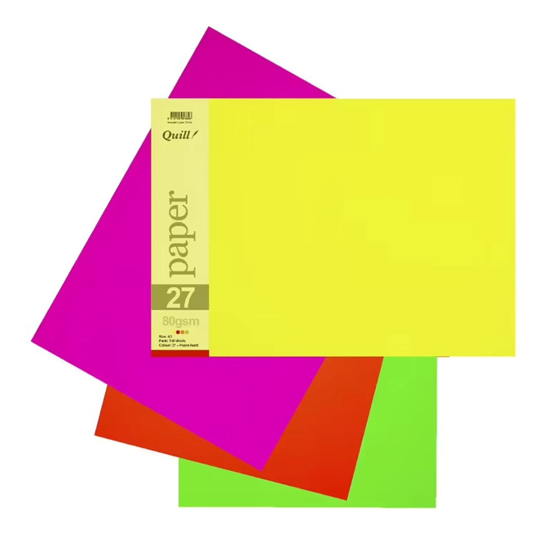 BOARD QUILL A3 230GSM FLUORO ASSORTED PK15   G78576