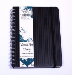 VISUAL ART DIARY QUILL PREMIUM A5 WITH POCKET BLACK 120PG   G78711