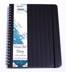 VISUAL ART DIARY QUILL PREMIUM A4 WITH POCKET BLACK 120PG   G78714