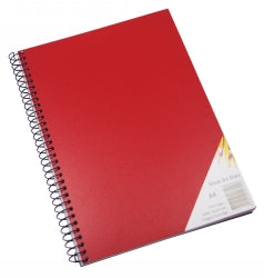 VISUAL ART DIARY QUILL A4 SPIRAL RED COVER 60LF   G78735