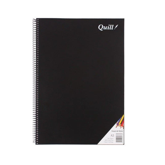 VISUAL ART DIARY QUILL A3 SPIRAL BLACK COVER 60LF   G78739