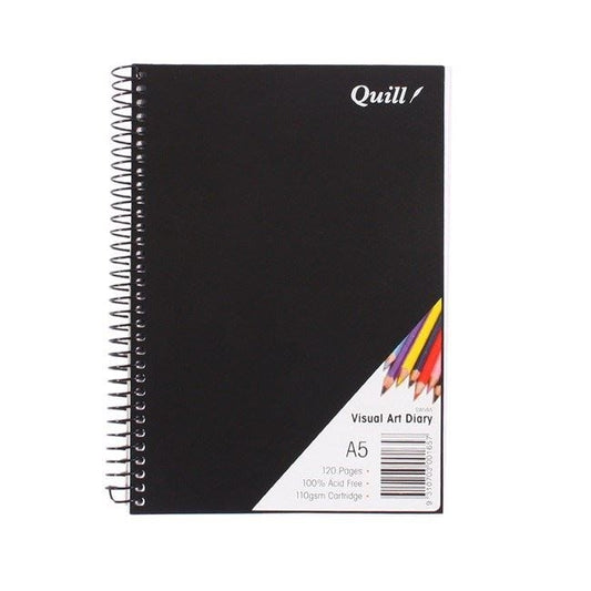 VISUAL ART DIARY QUILL A5 SPIRAL BLACK COVER 60LF   G78740