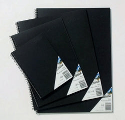 VISUAL ART DIARY QUILL A3 SPIRAL BLACK PAPER 45LF   G78754