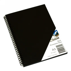 VISUAL ART DIARY QUILL A5 SPIRAL BLACK PAPER 45LF   G78755