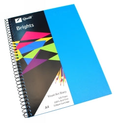VISUAL ART DIARY QUILL A4 BRIGHTS MARINE BLUE 60LF   G78785