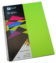 VISUAL ART DIARY QUILL A3 BRIGHTS LIME GREEN 60LF   G78794