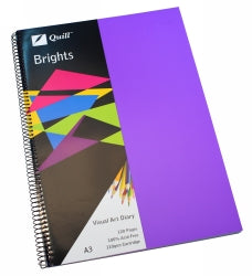 VISUAL ART DIARY QUILL A3 BRIGHTS DARK PURPLE 60LF   G78796