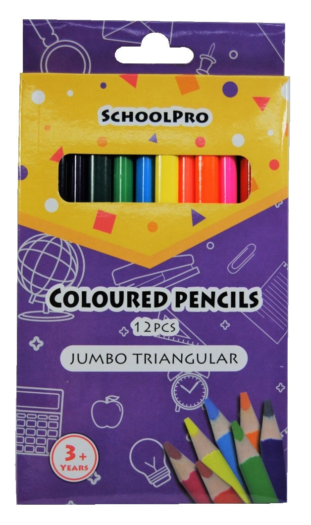 PENCIL COLOURED SCHOOLPRO JUMBO TRIANGLE BX12   G79173