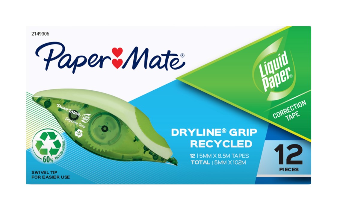 CORRECTION TAPE LIQUID PAPER DRYLINE GRIP RECYCLED   G82369