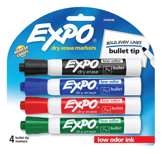 MARKER WHITEBOARD EXPO BULLET ASSORTED PK4   G82470