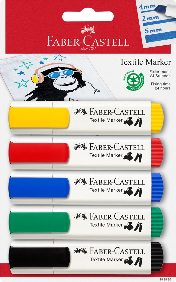 MARKER FABER CASTELL TEXTILE SET OF 5 COLOURS   G83207