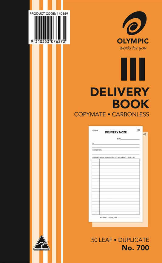 DELIVERY BOOK OLYMPIC FSC 700 DUP C/LESS 8X5 50LF (07627)   G83523