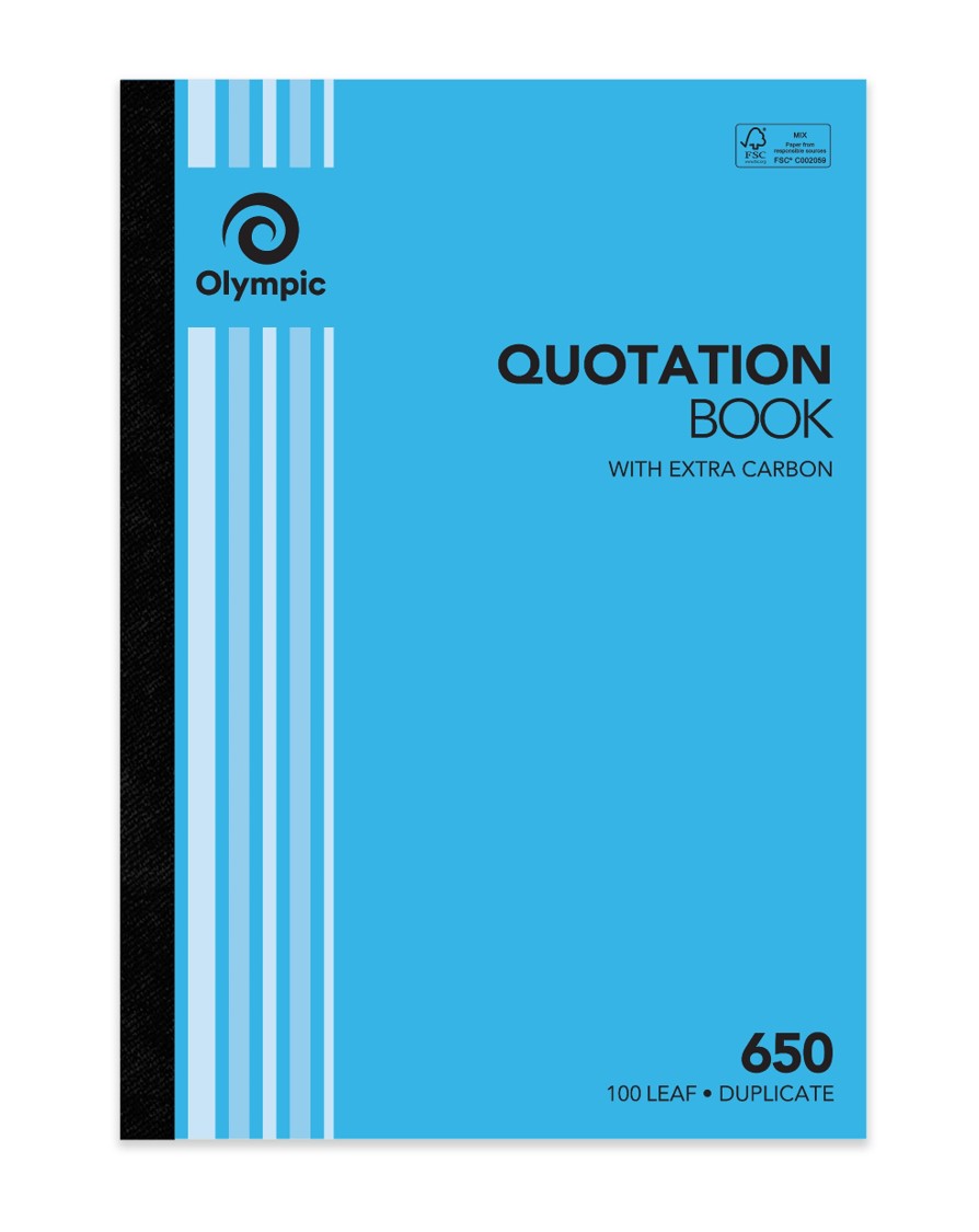 QUOTE BOOK OLYMPIC FSC 650 A4 DUP 100LF (07830 77653)   G83817