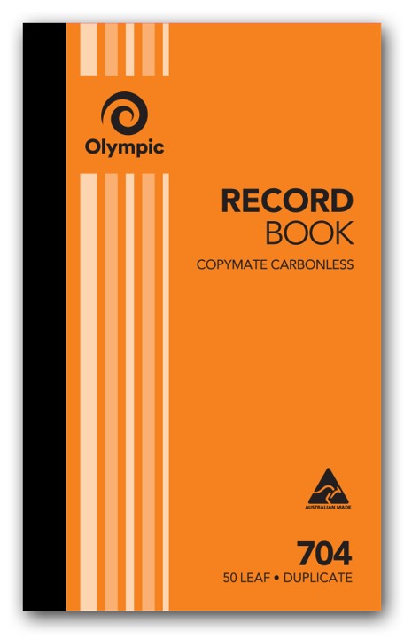 RECORD BOOK OLYMPIC 704 DUP C/LESS 8X5 (07353)   G83826