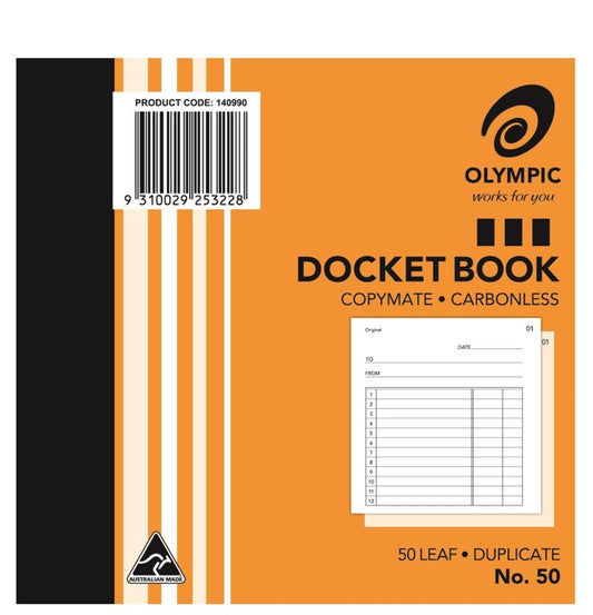 DOCKET BOOK OLYMPIC FSC NO.50 C/LESS 5X3 (30539)   G83844