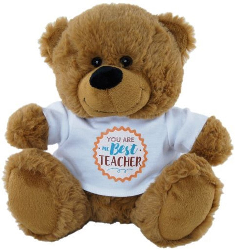 SOFT TOY ELKA 23CM BEAR BEST TEACHER SHIRT BROWN   G83918