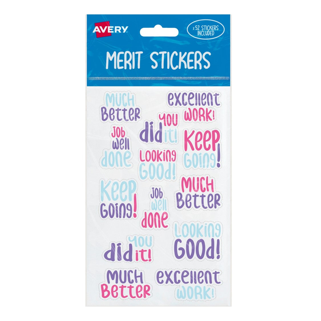 MERIT STICKERS AVERY ASST SHAPES SAMBLE PK52   G84087