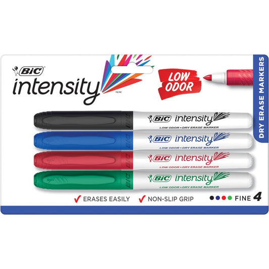 MARKER WHITEBOARD BIC INTENSITY LOW ODOUR NON TOX GRIP BP4   G84104