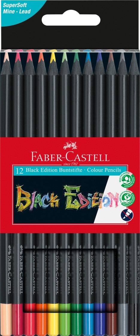 PENCIL COLOURED FABER-CASTELL BLACK EDITION PK12   G84114