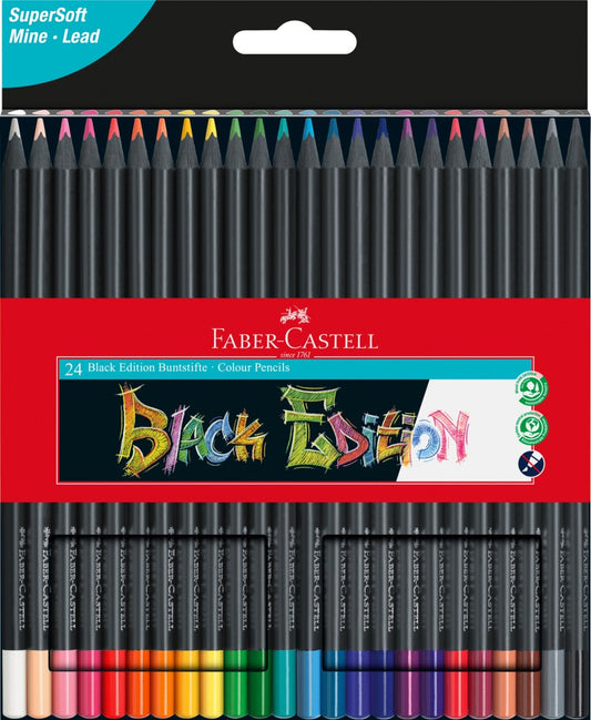 PENCIL COLOURED FABER-CASTELL BLACK EDITION PK24   G84115