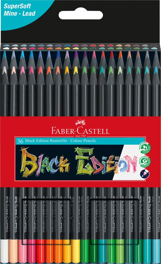 PENCILS COLOURED FABER-CASTELL BLACK EDITION PK36   G84116