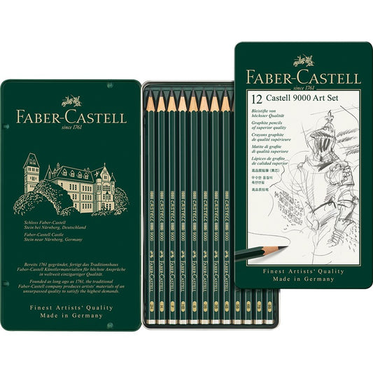 PENCIL GRAPHITE FABER-CASTELL 9000 ART SET 8B-2H TIN12   G84275