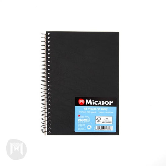 VISUAL ART DIARY MICADOR A5 BLACK COVER   G84327