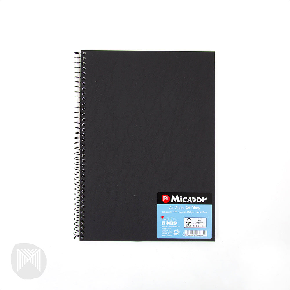 VISUAL ART DIARY MICADOR A4 BLACK COVER   G84340
