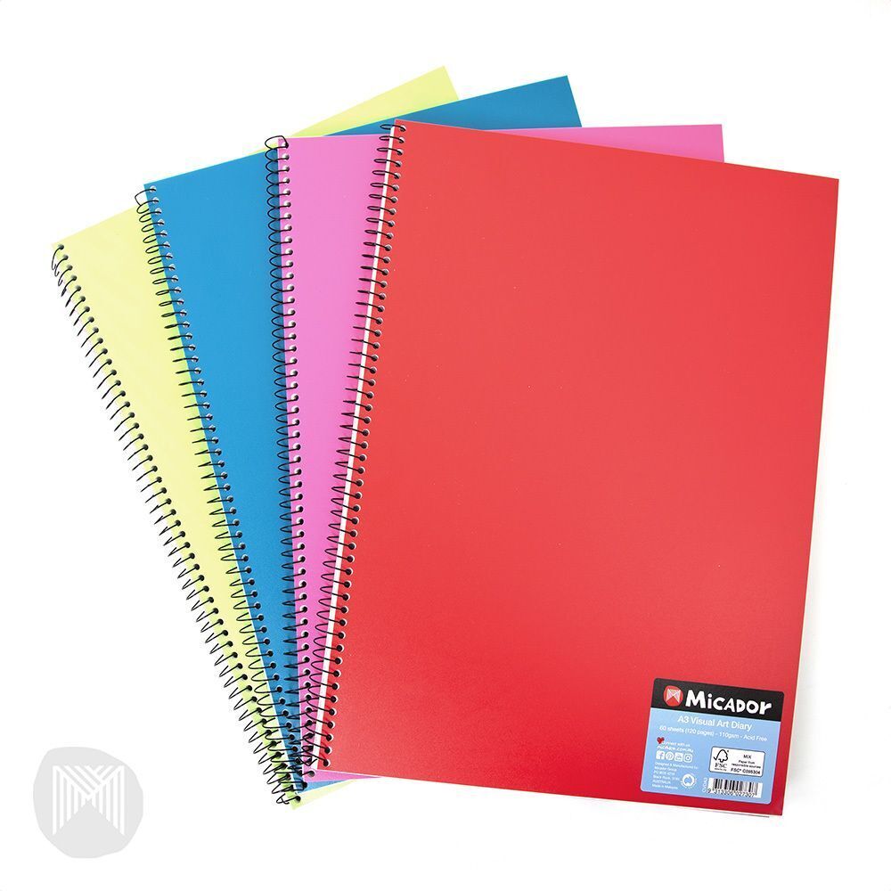 VISUAL ART DIARY MICADOR A3 ASST COLOURS   G84367