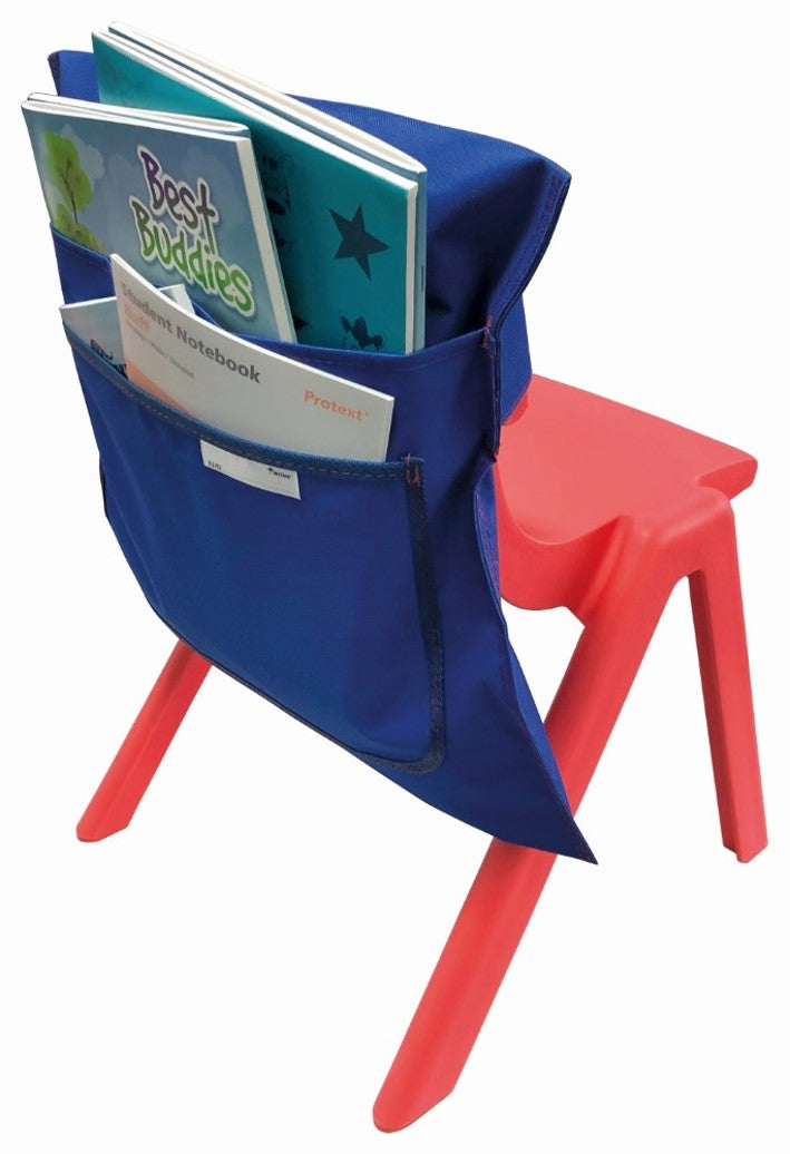 CHAIR BAG WRITER HEAVY DUTY NYLON 455MM WIDE 2 POCKETS BLUE   G84525